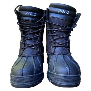 Polo Ralph Lauren Black Duck Boots Snow Winter Youth Size 5 Waterproof Pre-Owned